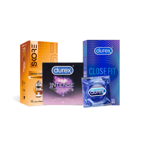 Skore irish coffee [2pcs] + Durex intense [2pcs] + Durex close fit [2pcs]