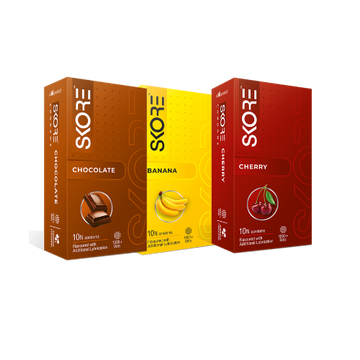 Skore chocolate [2pcs] + banana flavoured [2pcs] + cherry flavoured [2pcs]