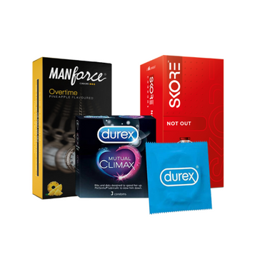 Manforce overtime pineapple [2pcs]+Durex mutual climax [2pcs] +Skore not out [2pcs]